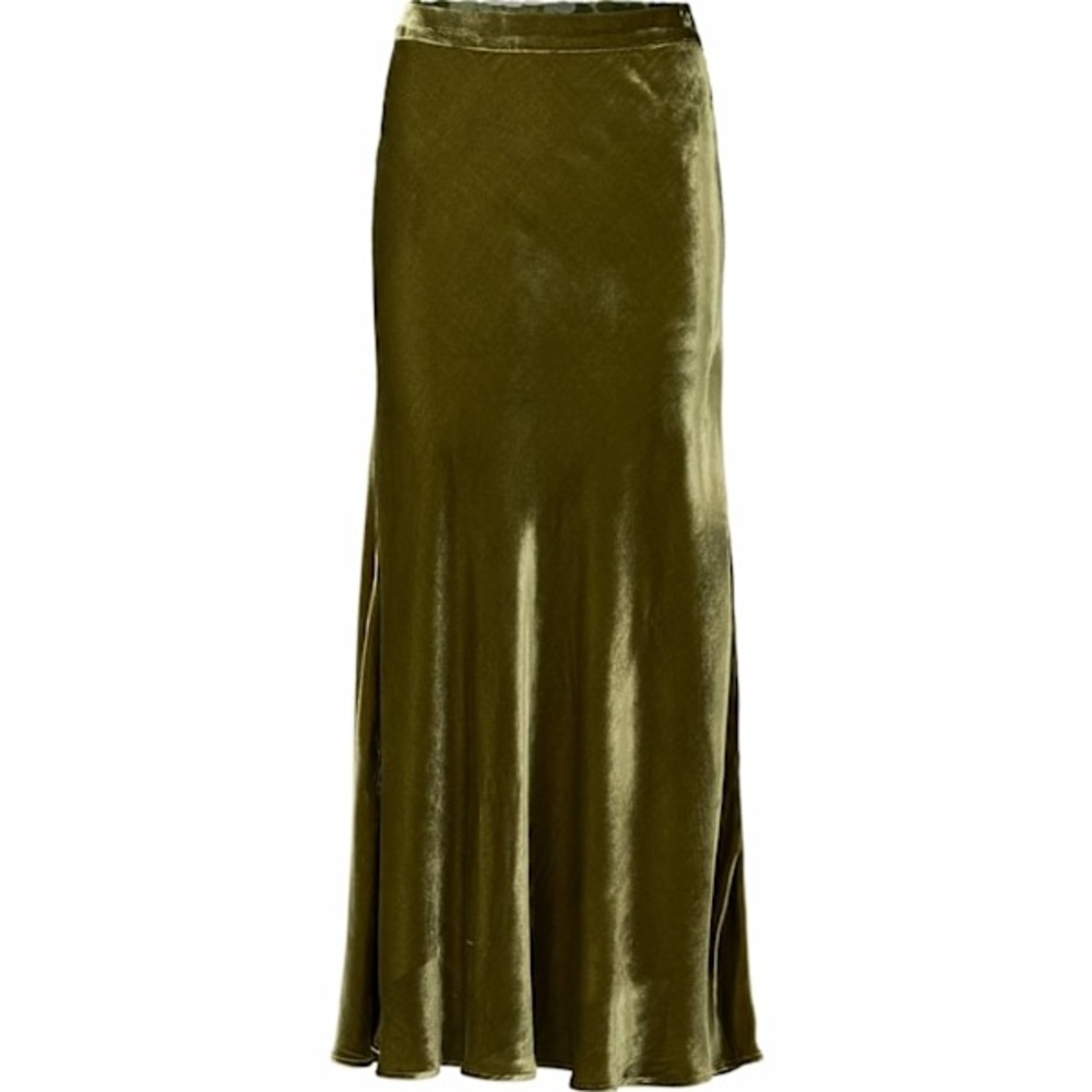 Elegant Olive Green Velvet Skirt